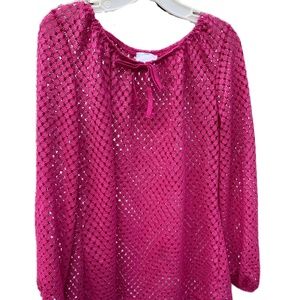 CWD kids bathing suit coverup crochet pink girls 10-12